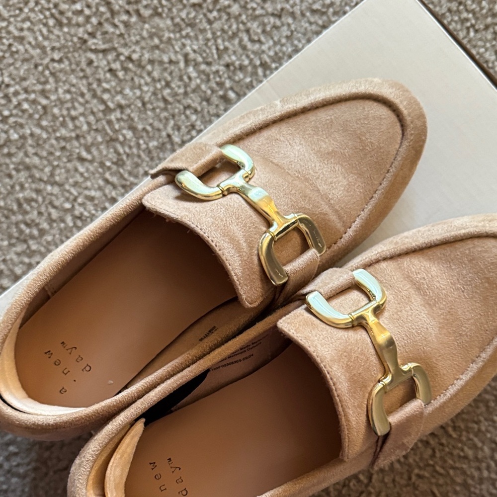 a new day Beige Loafers with Metallic Accent